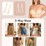 HSIA Strapless Bras for Women, Longline Corset for Large Bust Plus Size Supportive Bustier Minimizer Convertible Bandeau, Beige 34DD