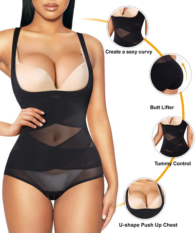 REYEOGO Shapewear Bodysuit for Women Tummy Control Butt Lifter Panty Hi-Waist Trainer Stomach Body Shaper Slimming Girdles