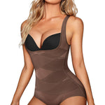 REYEOGO Shapewear Bodysuit for Women Tummy Control Butt Lifter Panty Hi-Waist Trainer Stomach Body Shaper Slimming Girdles(Chocolate Brown, X-Large)