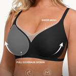 SHAPELLX Wireless Bras for Women Comfortable Supportive No Underwire Crossover Bra Soft Back Smoothing Lifting Bra Black L