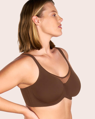 HSIA Minimizer Bras for Women Plus Size, Full Coverage Coolcomfort T Shirt Unlined Bra with Underwire for Heavy Breast, Coffee Brown 38DDD