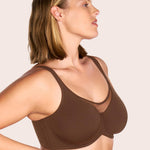 HSIA Minimizer Bras for Women Plus Size, Full Coverage Coolcomfort T Shirt Unlined Bra with Underwire for Heavy Breast, Mocha Brown 38DDD