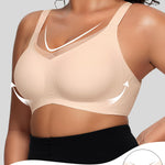 OEAK Womens Wireless Jelly Bras V Mesh Comfortable Bralette Supportive Tshirt Bra No Underwire Seamless Push Up Everyday Bras Nude L