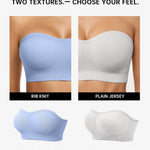 Vertvie Strapless Bra Wireless Non-Slip Push Up Bandeau Bras for Women Full Support Tube Tops Padded Bralette S-Large Breasts(Sky Blue,Medium)