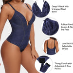 SHAPERIN Women's Deep V Neck Bodysuit Double Lined Plunge Tummy Control Shapewear Thong Body Suits Backless Cami Tank