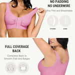 FeelinGirl Front Closure Post Surgical Compression Everyday Bra for Women Front Closure After Surgery Bra Plus Size Pink 3XL