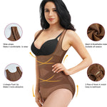 REYEOGO Shapewear Bodysuit for Women Tummy Control Butt Lifter Panty Hi-Waist Trainer Stomach Body Shaper Slimming Girdles (Brown, Large)