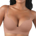 FeelinGirl Wireless Push Up Bras for Women No Underwire Seamless Full Coverage Comfortable Everyday Bra Mocha Brown 36D