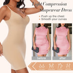 Betaven Shapewear Dress for Women V-Neck Full Slip Dress Seamless Body Shaper Under Dresses Tummy Control Dress,Beige,Medium