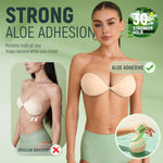 MSHalo Ultra Invisible Sticky Bra Push Up, Strapless Adhesive Bra for Women's Exotic Bras, Reusable Silicone Sticky Boobs for Backless Dress (C Cup, Beige)