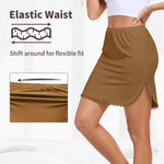 MANCYFIT Half Slips for Women Underskirt Short Mini Skirt with Floral Lace Trim Dark Brown Medium