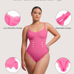 Lover-Beauty Lace Shapewear Bodysuits for Women Tummy Control Breathable Thong Seamless with Removable Cups Pink X-Small-Small