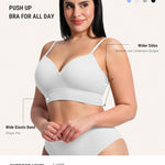 FeelinGirl Wireless Bra for Women with Supportive | Fixed Padded, No Wire, Comfortable Bralettes, Wide Band, Racerback with Lift, Soft Ribbed Texture, Older Women/Home/Out