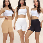 Niceuare 3 Pack Slip Shorts for Under Dresses，Women Anti Chafing Shorts Smooth Boyshorts Panties Underwear （Black+white+nude，Large）