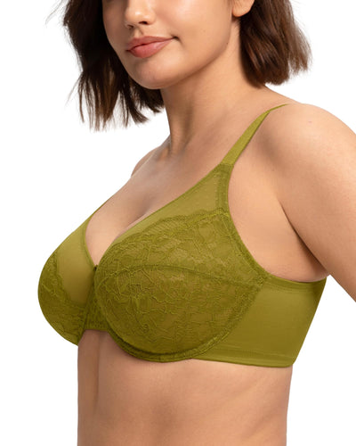 HSIA Minimizer Bras for Women Enchante Full Coverage Underwire Bras Plus Size Lifting Floral Lace Bra for Heavy Breast