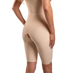 Isavela Second Stage Glute-Lifting Mid-Thigh Bodysuit – High Back, Open Crotch, Compression Recovery (BE14) (Beige, MD)