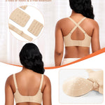 Wireless Jelly Comfortable Bras for Women Push Up Scalloped V Neck No Underwire Tshirt Bra Seamless Padded Bralettes(A1# Nude(Pure),XX-Large)