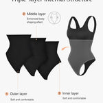 Popilush Double Lined Square Neck Body suits Backless Bodysuit Tank Tops Comfortable Bodysuits Tops