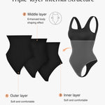 Popilush Double Lined Square Neck Body suits Backless Bodysuit Tank Tops Comfortable Bodysuits Tops