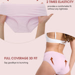 BAMBOO COOL Women's Underwear High Waisted Brief Ladies Seamless Panties Moisture Wicking Stretchy Full Coverage