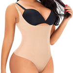 Werena Thong Shapewear Bodysuit for Women Tummy Control Open Bust Body Shaper Slimmer Shaping Thong