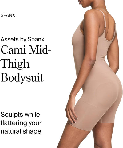 SPANX ASSETS Cami Mid-Thigh Bodysuit - Seamless Lightweight Sculpting - Women's Body Shaper for Tummy Control