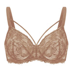 HSIA Minimizer Bras for Women Full Coverage, Unlined Lace Sexy Plus Size Underwire Bra for Large Breasts Dark Beige