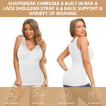 JOYSHAPER Shapewear Camisole Built in Bra Tank Tops Shapewear Cami Shaper Tummy Control Camisoles for Women Padded Bras Shaper Nude+White M