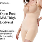 SPANX SPANXsculpt Power Series Open-Bust Mid-Thigh Bodysuit - Level 4 Compression - Lightweight Body Shapewear for Women