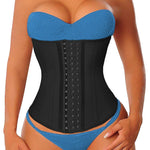 YIANNA Latex Long Torso Waist Trainer for Women Tummy Control Underbust Waist Cincher Corset Sport Girdle Body Shaper,YA11688-Black-L