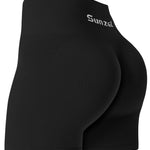 Sunzel Workout Biker Shorts Women Scrunch Butt Lifting Seamless Shorts High Waist Stretch Booty Short for Gym Yoga Running, Black50 Small