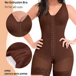 YIANNA Fajas Colombianas Shapewear for Women Tummy Control Full Body Shaper Butt Lifter with Zipper Crotch,YA7275-Brown-M