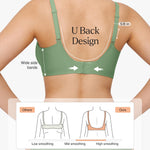 Seamless Bras for Women Comfy Push Up Supportive Wireless Bralettes Deep V Comfortable Tshirt Bras No Underwire Green