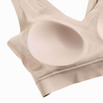 Floatley Cozy Bra Comfort Wirefree Full Coverage Seamless Bra with Embedded Pad for Women Size XL Champagne
