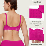 Popilush Minimizer Bra for Women 38DDD Full Bust & Back Smoothing, Full Coverage Everyday Underwire Lace Bra - Eggplant Color