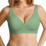 Wireless Bra Push Up Seamless Bras for Women Comfy No Underwire Bra Supportive Bralettes Deep V Comfortable Tshirt Bras Green