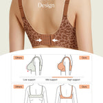 Popilush Wireless Seamless Bralette for Women, No Underwire Soft Support Bras, Breathable Smooth Comfort Everyday Summer Wear,Leopard Brown,34B/32C/32D