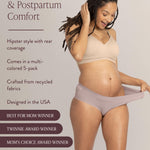 Kindred Bravely Women's Sustainable Hipster Panty 5 Pack | Comfortable Maternity & Postpartum Underwear (Assorted, Medium/Large)