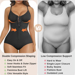 SHAPERX Women's Shapewear Bodysuit Tummy Control Seamless Zip-Up Body Shaper Waist Defining Body Suit,SZ5861-Black-S/M