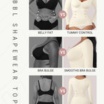 FeelinGirl Compression Shirt Women Shapewear Tummy Control Body Shaper Long Sleeve Slimming V Neck Top White Small