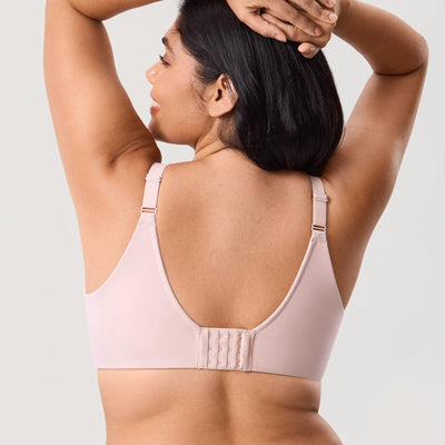 DELIMIRA Women's Inbarely Lift Full Coverage Bras Plus Size Unlined T Shirt Underwire Seamless Bra Back Smoothing Gentle Rose 36C