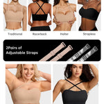 Vertvie Strapless Bra Wireless Non-Slip Push Up Bandeau Bras for Women Full Support Tube Tops Padded Bralette S-Large Breasts(Praline,Medium)