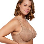 HSIA Minimizer Bras for Women Full Coverage, Unlined Lace Sexy Plus Size Underwire Bra for Large Breasts Taupe Beige