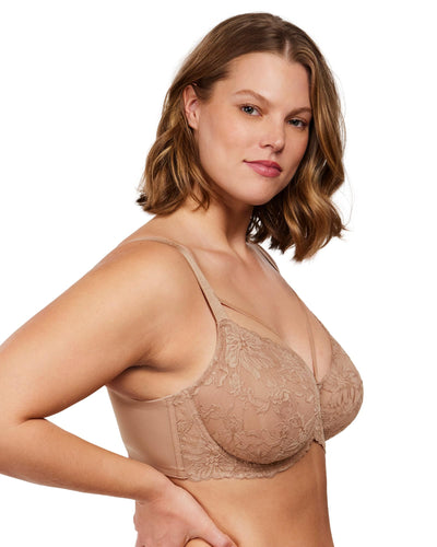 HSIA Minimizer Bras for Women Full Coverage, Unlined Lace Sexy Plus Size Underwire Bra for Large Breasts Taupe Beige