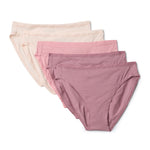 Amazon Essentials Women's Cotton Stretch High-cut Bikini Panty, Pack of 10, Dusty Rose/Rose/Pale Pink, Medium