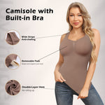 JOYSHAPER Shapewear Camisoles With Built in Bra Tummy Control Compression Tank Tops for Women Body Shaper Padded Tanks Brown S