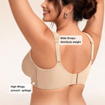 LetsJoli Minimizer Bras for Women Full Coverage Underwire Unlined T Shirt Bra Plus Size Older for Large Bust Light Beige
