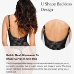Popilush Lace Body Suits Women Tummy Control Shapewear Bodysuit Deep V Neck Backless Corset Tops Thong Body Shaper