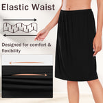 Wikoan 2 Pcs Women's Half Slips for Under Dresses Soft Modal Underskirt Short Slip Skirt Anti-Static Petticoat,Black & Nude,M