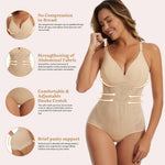 JOYSHAPER Shapewear Bodysuit V Neck Body Shaper for Women Tummy Control Shapewear Under Dress Body Faja Body Suit With Adjustable Straps Nude L